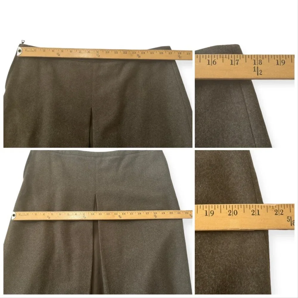 Prada Brown Virgin Wool Pleated Skirt with Cotton Panels